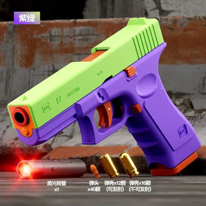 Dual-mode Shell Ejection G17 Pistol Laser Version Automatic Radish Gun Soft Bullet Toy Gun CS Shooting Weapons for Kids