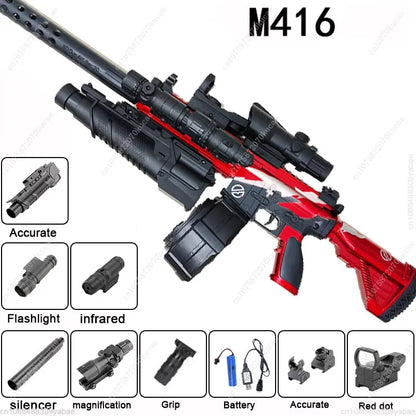 Electric M416 Toy Gun Automatic Gel Bullet Blaster Children Toys Outdoor Game AirSoft Sniper Rifle Splatter Gun Weapon For Boy