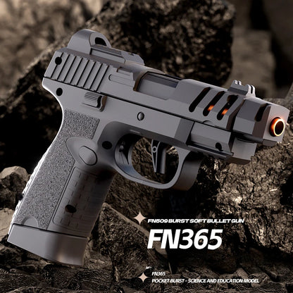 Auto Mini FN365 Black Toy GunContinuous Firing Shell Throwing Gun Model Soft Bullet Launcher BlowBack Airsoft Pistol for Kids