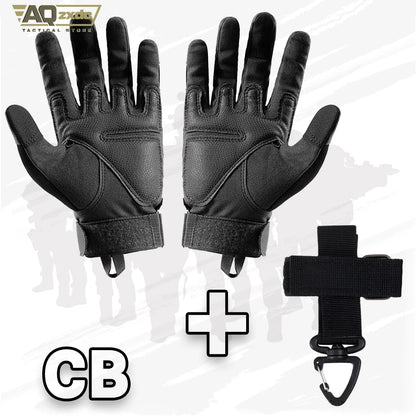 Men'S Outdoor Full Finger Gloves with Glove Buckle & Knuckle Protection Tactical Assault Training Gloves for Riding, Hunting