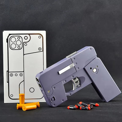 Folding Mobile Phone Soft Bullet Launcher Shell Throwing Child Simulation Toy Gun Model