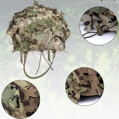 Tactical 3D Camo Leaf Shape Airsoft Helmet Cover Mesh Helmet Cloth Paintball Paratrooper Hunting Airsoft Helmet Accessories