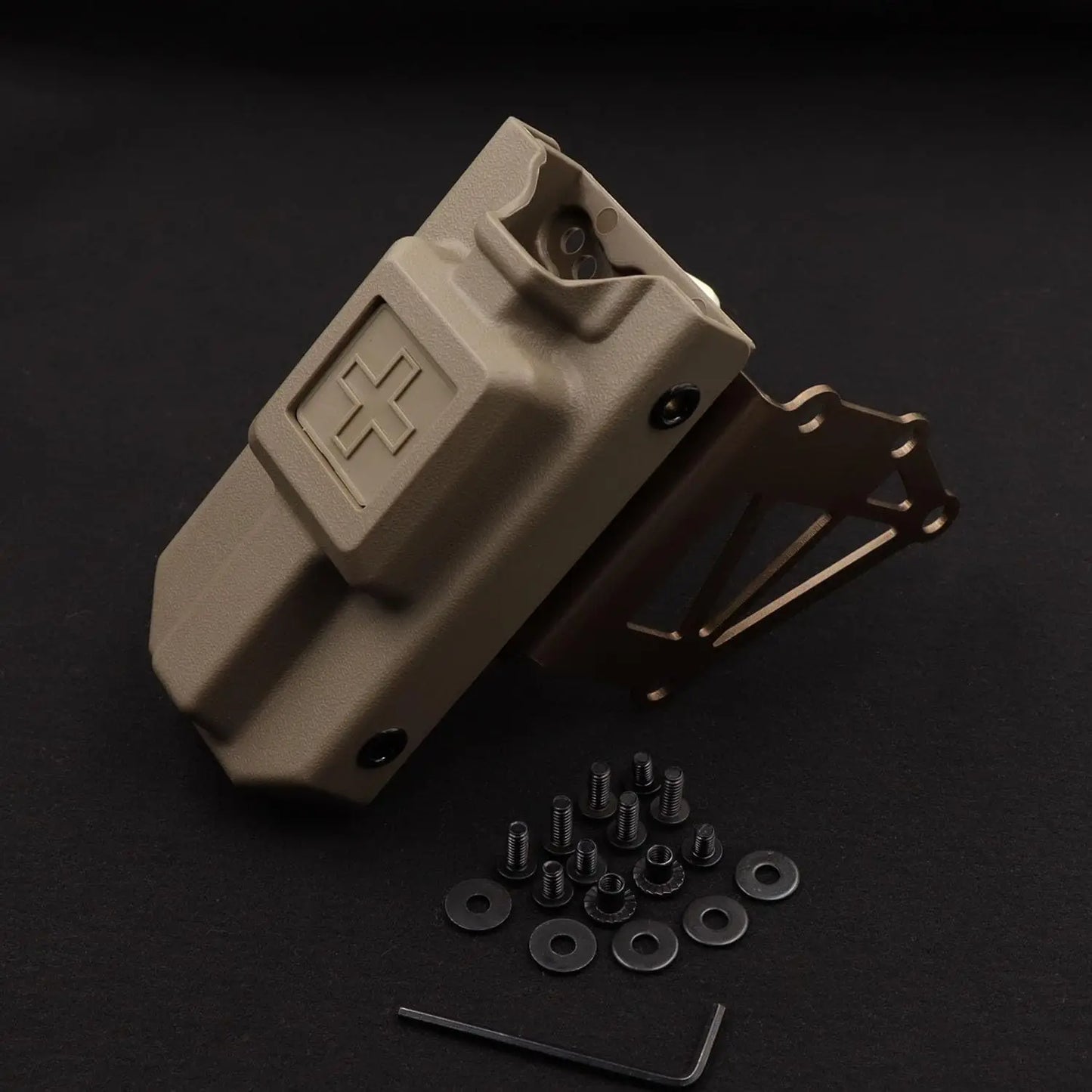 AQzxdc Tactical Tourniquet Holder for Gun Holster Adapter Mount Aluminum, QLS Police Gear Accessories for 3-Hole Right Holster