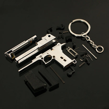1:4 Alloy Scale Desert Eagle Pistol Keychain Mini Toy Gun Weapon Model Metal Keychain For Adult Kids Christmas Gift