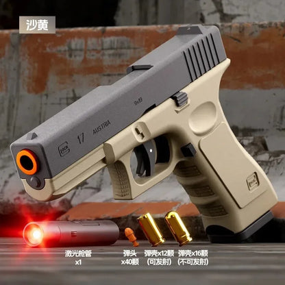 Laser Version Dual-mode Shell Ejecting G17 Automatic Shooting Gun Soft Bullet Pistol Toy Gun CS Outdoor Weapons for Kids