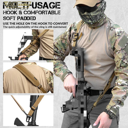 AQzxdc Tactical Accessories Sling Double Metal Hooks Quick Adjustable 2 Point Nylon Tactical Rope Sling for Airsoft CS War Game