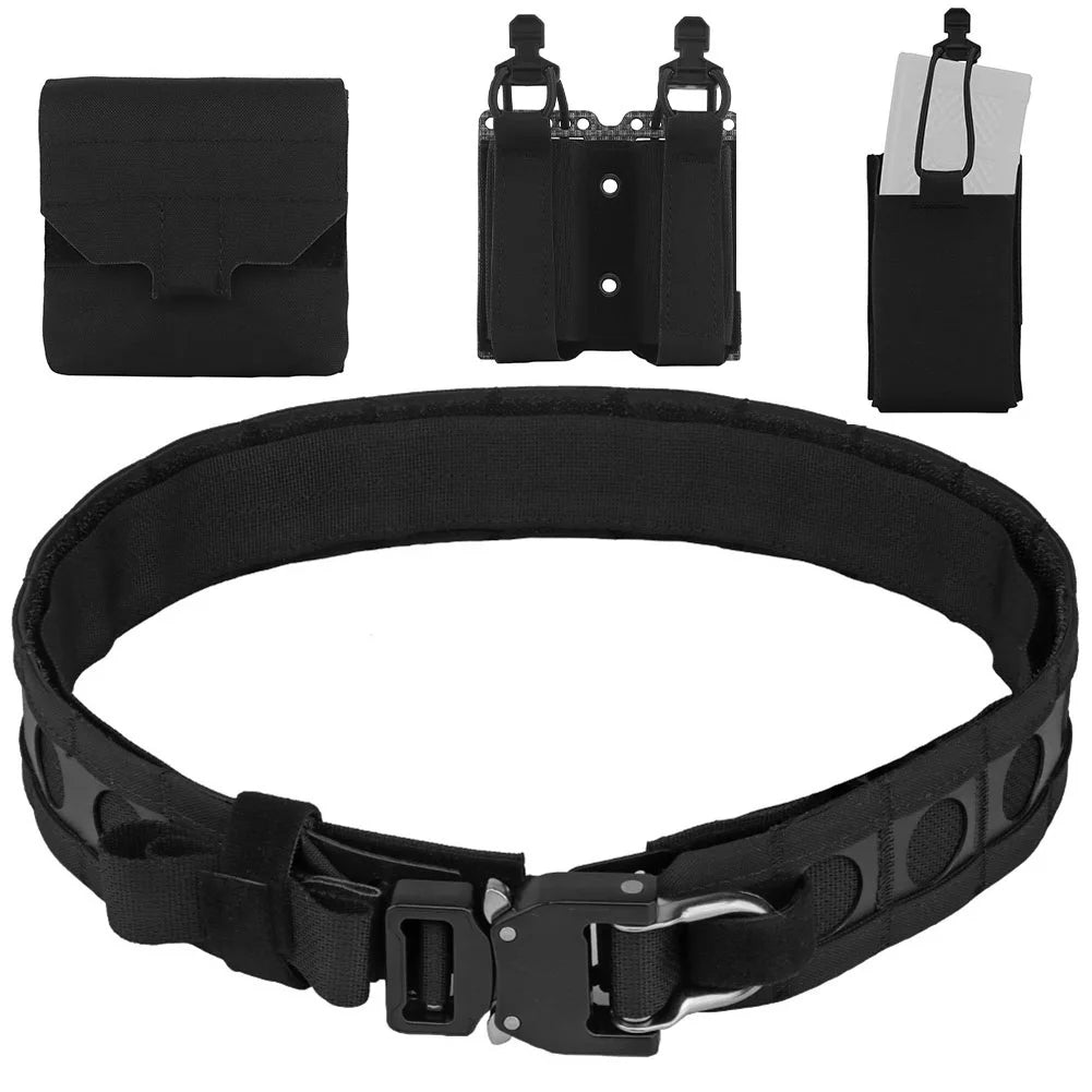 Tactical Belt Set with GP Pouch & 5.56/9mm Pouch, Multicam Adjustable Hunting Belt Set for Airsoft Paintbal