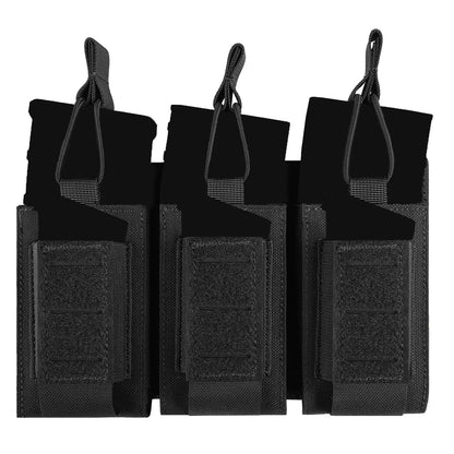 AQzxdc Tactical Triple Magazine Pouch Laser Cutting Hunting Bag Nylon Molle Mag for 5.56mm 9mm for Airsoft Paintball War Game