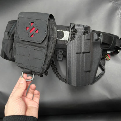 Tactical G17 Holster Belt Set with Triple Magazine Bag & Sundries Bag & Medical Bag & Gun Rope for Airsoft Paintball CS War Game