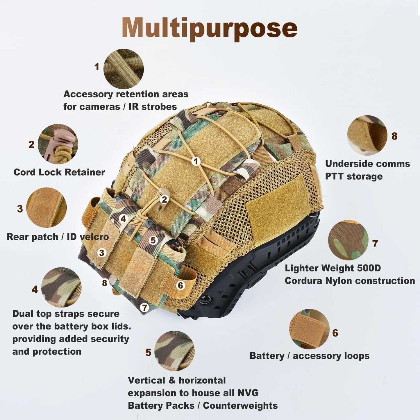 AQ Tactical Helmet Cover for Airsoft Helmet in Size M/L, MK2 Helmet NVG Battery Pack Case Counterweight Pouch Balance Weight Bag