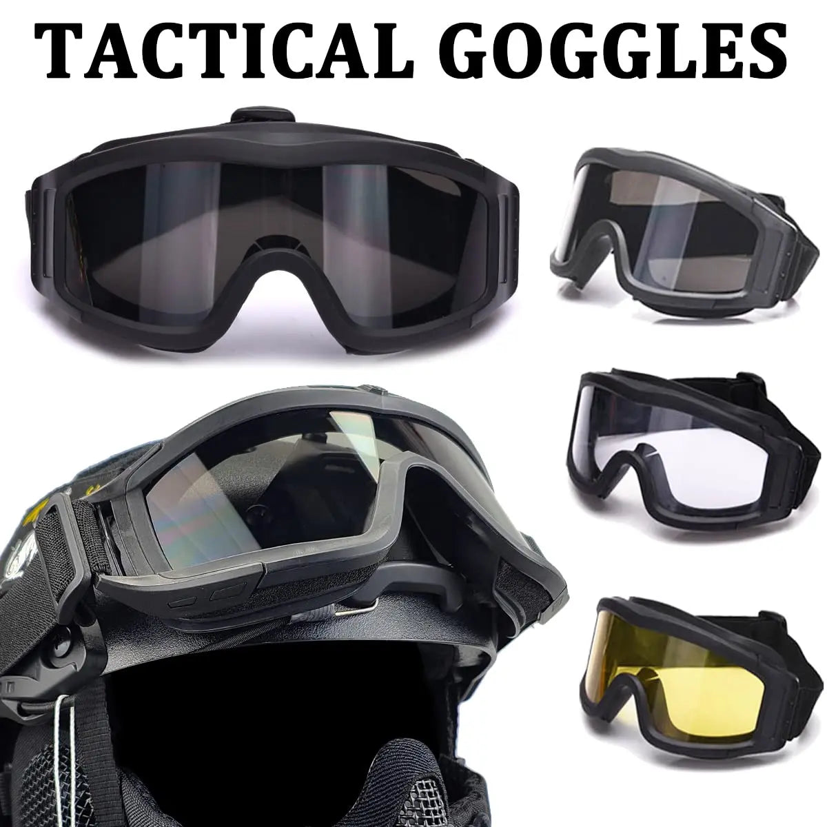 AQzxdc  Airsoft Military Helmet with Tactical Goggles And Steel Mesh Mask(With Ear Protective ) 6MM Super Thick Paintball Helmet