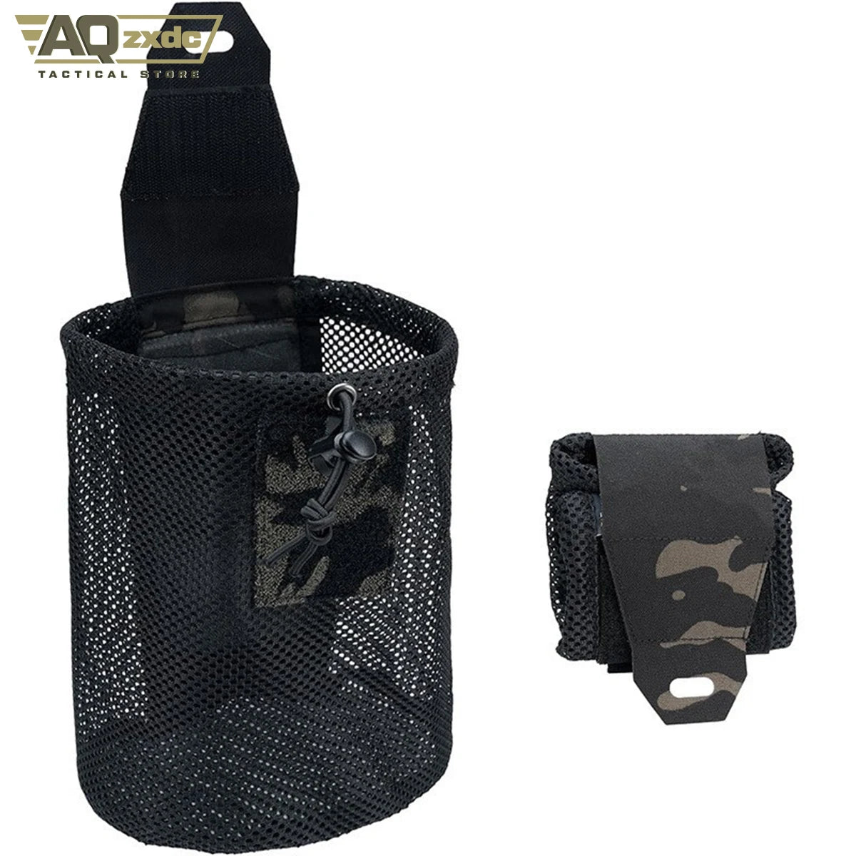 AQzxdc Tactical folding sundries storage waist bag MOLLE tactical mesh water bottle bag mesh recycling bag