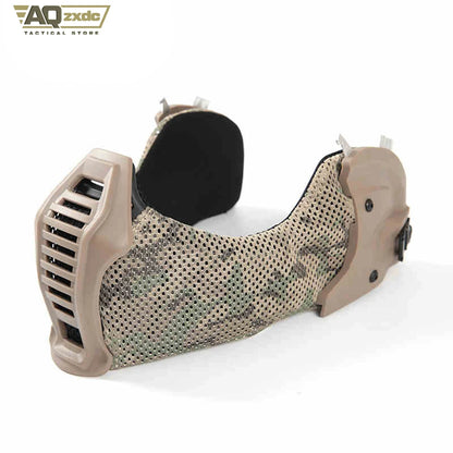 AQzxdc Outdoor EX Helmet Special Mask Ear Face All-Terrain Mask Ear and Face Protection One Half Face Protection CS Field