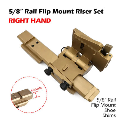 CNC Metal Flip Mount Riser System Side Flip Mount Sets 0.41" 5/8" for G33 G43 3X Magnifier and Exps3 Holographic Sight