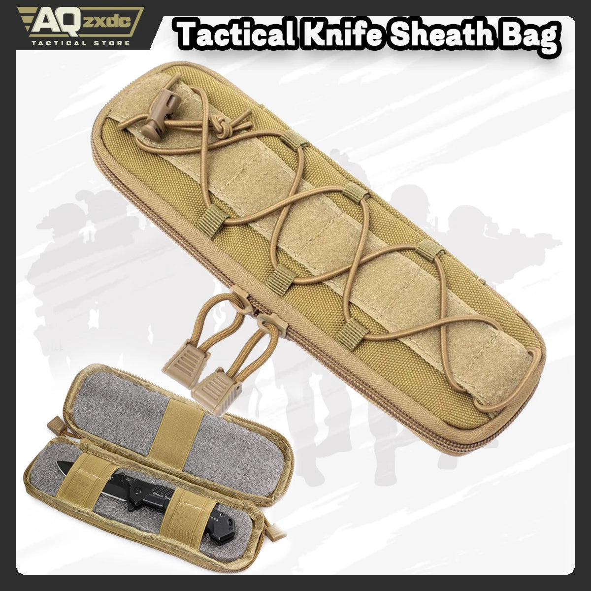 Tactical Knife Sheath Bag, Molle Flashlight Holster Pouch Tool Case Simple Gun Holder Cartridge Clip Outdoor Multi-Tool Pouch