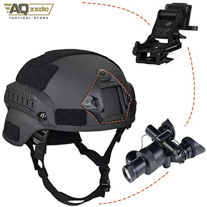 Mich 2000 Style ACH Tactical Helmet with Foldable Ear Protection Dual Straps Half Face Mesh Mask - Goggles for Airsoft Paintball