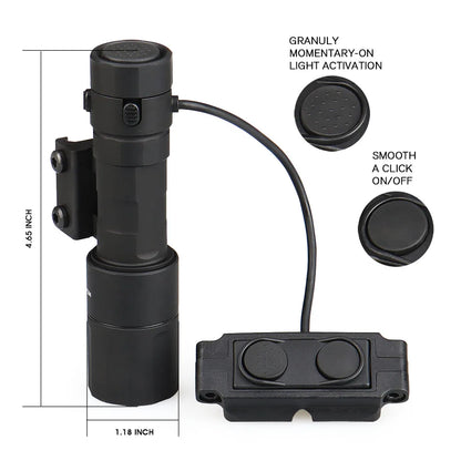 Tactical Micro 2.0 MCH Single Output Flashlight 1000 Lumens Hunting Light with Remote Press Switch fits 21.2mm Rails gs15-0157