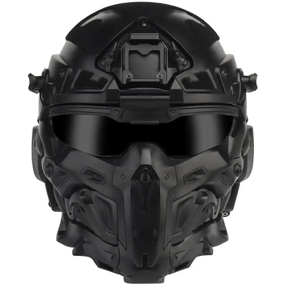 AQzxdc Fully Wrapped Paintball Helmet, Integrated Helmets, Masks, Goggles, Defogging Fans, All-in-One Design, Detachable Mask