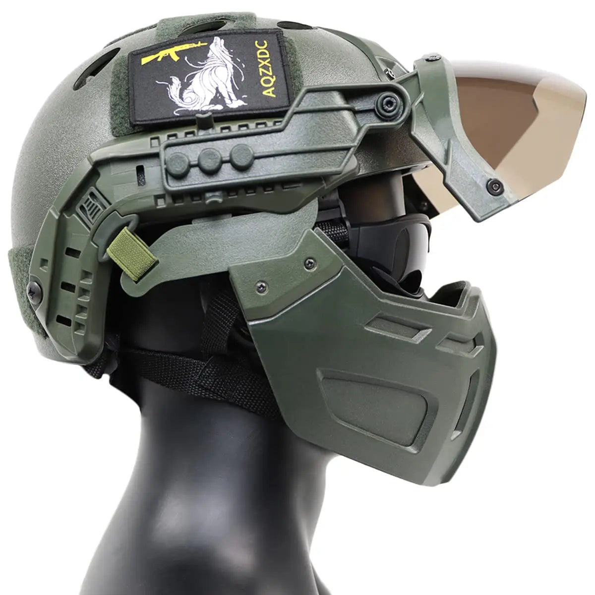 AQzxdc Airsoft Helmet with Tactical Mask and Visor Goggles, 5mm Thick Military Helmet Sets, for BB Sport CQB CS Game Cosplay