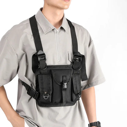 AQzxdc Tactical Chest Rig Bag, Breathable Running Vest Bag, Sports Utility Chest Pack for Running Hiking Traveling Cycling