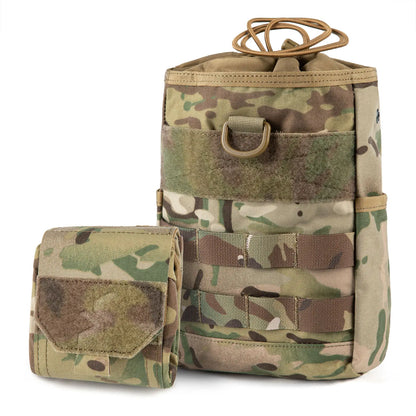AQzxdc Outdoor Tactical Mushroom Bag with Roll Drawstring Soft Bag Self-unloading Magazine Bag Foldable for Airsoft CS War Game