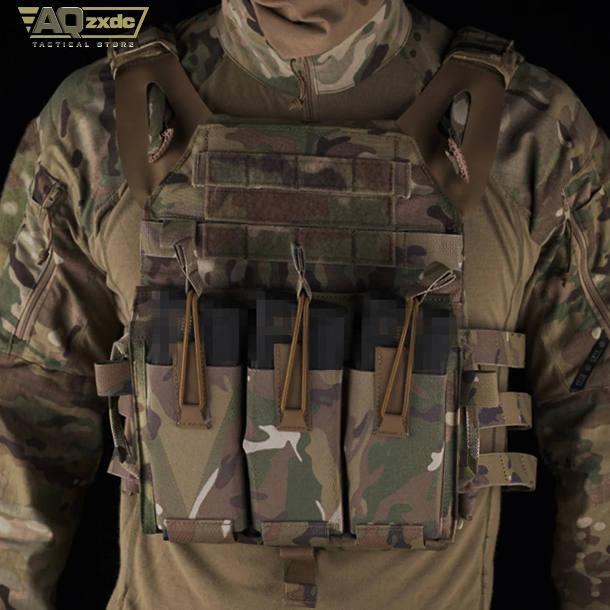 Tactical JPC2.0 Vest Set with R-type JPC Vest Shoulder Pad Cover & Double-Row Waist Seal & Molle Triple Elastic Functional Bag