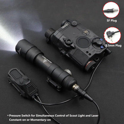 Tactical Dual Remote Pressure Switch Compatible with 2.5mm Plug PEQ-15 & DBAL & SF M300/340/M600/640DF Weapon Lights and Lasers