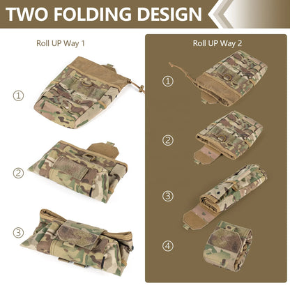 AQzxdc Outdoor Tactical Mushroom Bag with Roll Drawstring Soft Bag Self-unloading Magazine Bag Foldable for Airsoft CS War Game