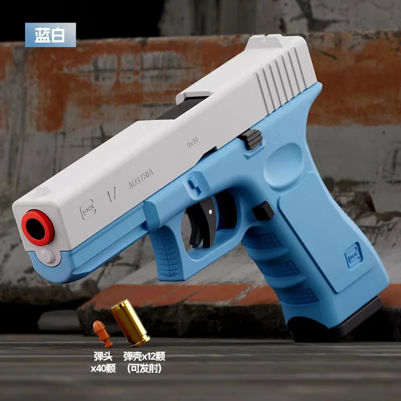 Laser Version G17 Pistol Automatic Radish Gun Dual-mode Shell Ejection Blaster Soft Bullet Toy Gun CS Shooting Weapons for Kids