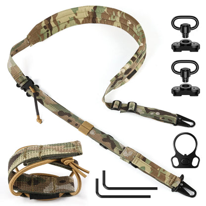 AQzxdc Tactical Accessories Sling Double Metal Hooks Quick Adjustable 2 Point Nylon Tactical Rope Sling for Airsoft CS War Game