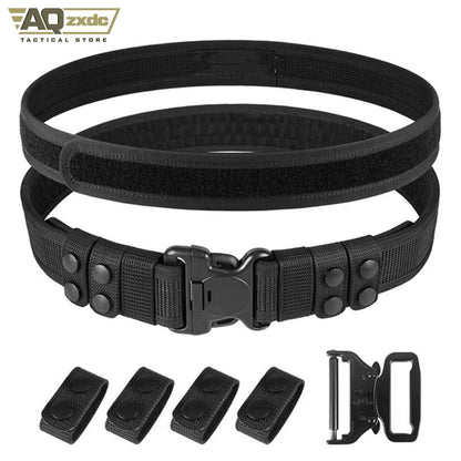 AQzxdc Duty Belt 2'' Police Belts with Hook Lining Nylon Tactical Belt for Law Enforcement Officers with 4 Belt Keeper