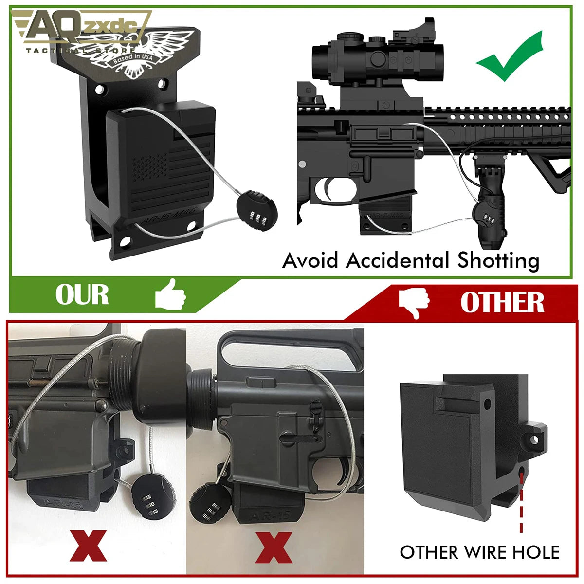 Rifle Wall Mount + PMAG AR15 Rifle Wall Mount Rifle Wall Mount Secure Wall Garage Room Mount Rifle Holder for 223/5.56 Rifle