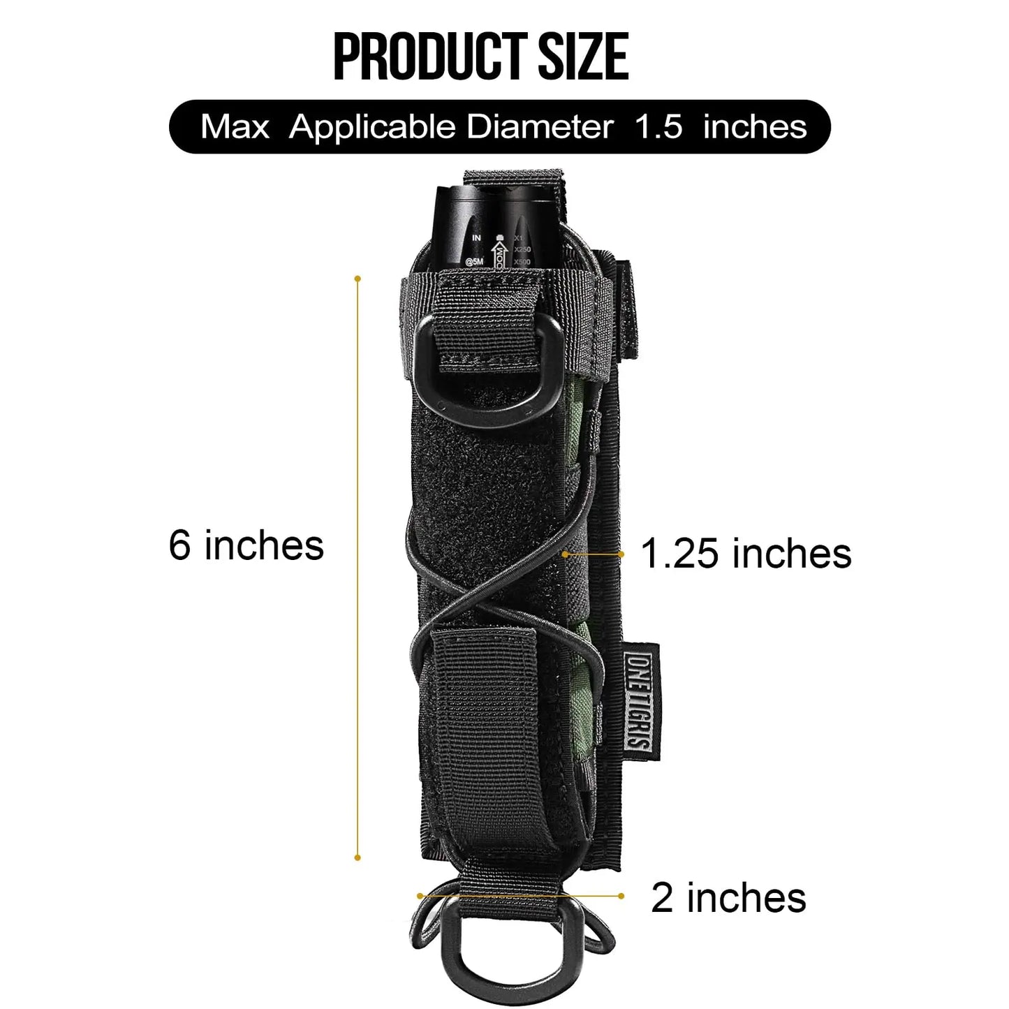 Flashlight Holster Molle Flashlight Holder for Belt Tactical Pouch with Open-top MOLLE Strap for Vertical & Horizontal Carrying