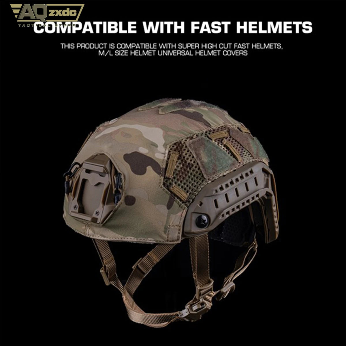 AQzxdc FAST SF Airsoft Helmet Cover with Head Breathable Mesh Velcro and Power Organizer for Airsoft Hunting Paintball War Helme