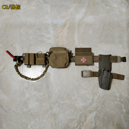 Tactical Military Belt Set With Right Hand Universal Holster & Quick Medical Kit & Small Sundries Bag & Triple Mag Bag & Gun Rop