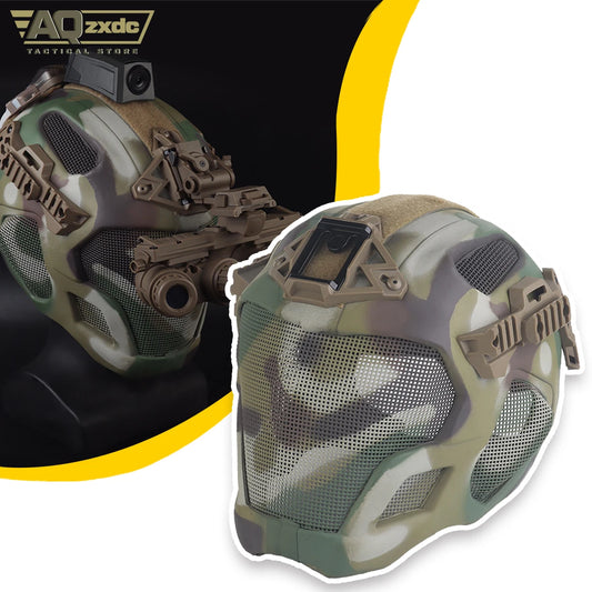 W23 Full Protection Breathable Tactical Camouflage Helmet With Night Vision Base, Double Side Rails For Installing Headlights