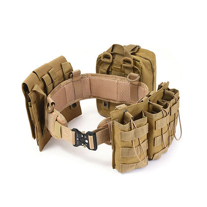 AQzxdc Tactical Assault Belt Set With Triple Magazine Bag & Triple Tool Bag & Multi-function Sundries Bag for Outdoor Training