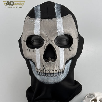 AQzxdc Call of Duty 16 Scary Mask, Classic Skeleton Ghost Chin Mask Ghost Scary Headgear for COD Warzone Cosplay Airsoft Mask