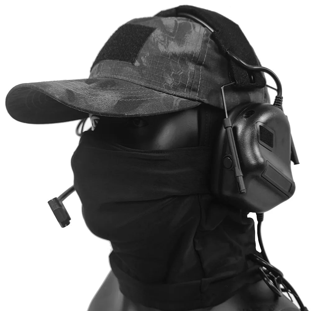 Tactical Headset with Balaclava & Baseball Cap, Airsoft Shooting Earmuffs Military Communication Earphone Set, for Hunting BBS