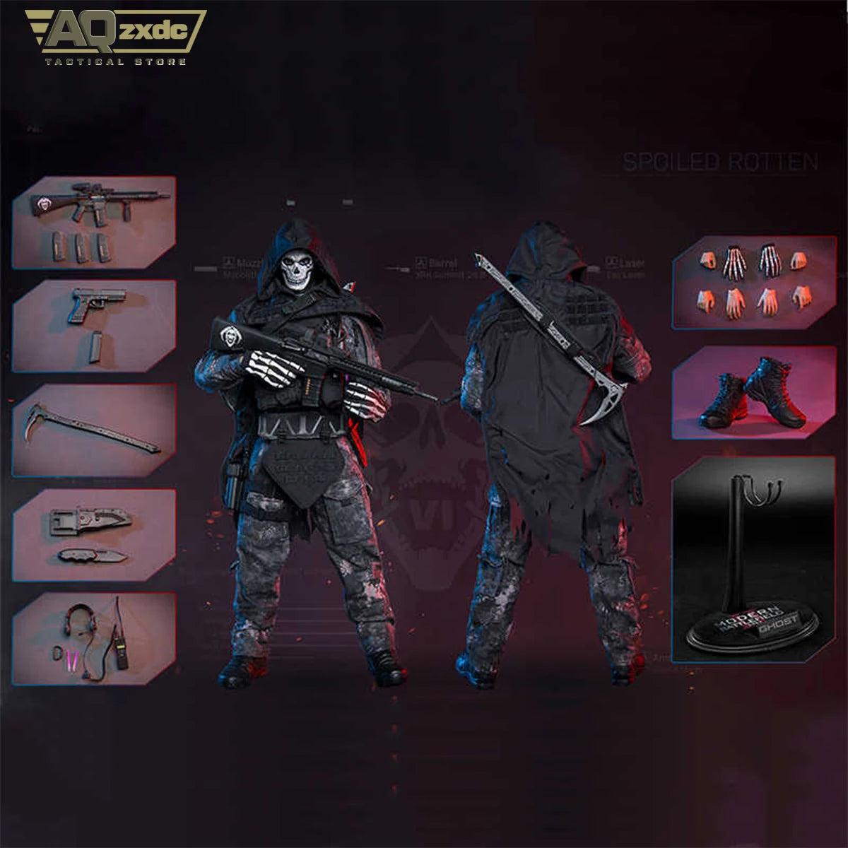 AQzxdc Cod 1/6 Action Figure Soldier Model Doomsday War END WAR Death Ghost - End War Reaper Squad Ghost 2 Death Model