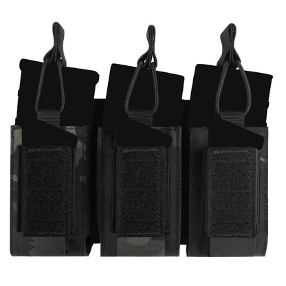 AQzxdc Tactical Triple Magazine Pouch Laser Cutting Hunting Bag Nylon Molle Mag for 5.56mm 9mm for Airsoft Paintball War Game