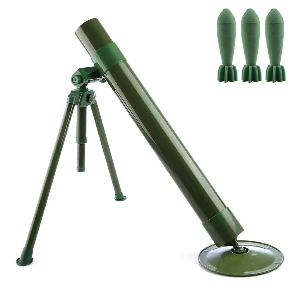 Tactical Toy Set, 60 mm Tactical Mortar with Sponge Safety Pistol, Interesting Shooting Toy, Green 58.4 cm Airsoft Grenade Model