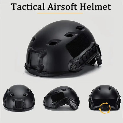 AQzxdc Tactical Flashlight Set Adjustable Helmet Visor with Airsoft Helmet and Helmet Cover for Paintball BBS Gun Shooting Game