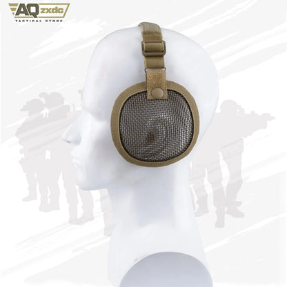 AQzxdc Tactical Airsoft Military Paintball Metal Mesh Side Cover with Ear Protection for Fast Helmet (Not Including Helmet)