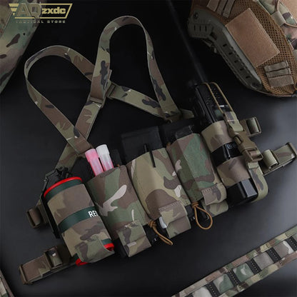 Outdoor Multifunctional Chest Strap Triple Mag Bag & Quick Release Radio Bag & Water Bottle Bag for Police on Auty Airsoft Game