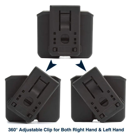AQzxdc Universal Double Magazine Pouch, OWB 9mm .40 Double Stack Mag Holder Dual Stack Adjustable Retention Pistol Mags Holster