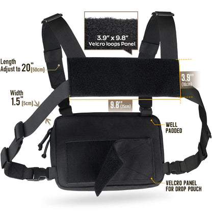 Tactical Chest Rig Bag Set, 2 Pack Shoulder Strap Pad for Vest Carrier, MOLLE Chest Pouch Utility Recon Kit Bag Vest Accessories
