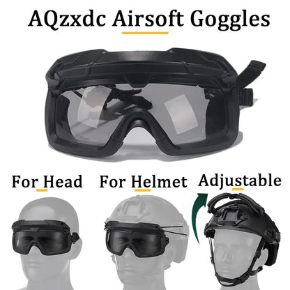 AQzxdc FAST Helmet Set, with Airsoft Mask and Goggles, Sound Pickup and Noise Canceling Headphones, Flashlight & Helmet Cover