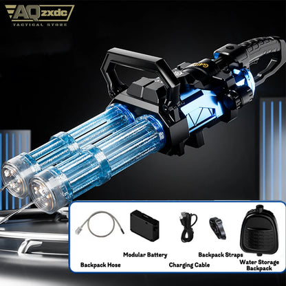 Summer Outdoor Electric Burst Water Bomb Gun Simulates flame and automatically and glows with water storage backpack Gatling Toy