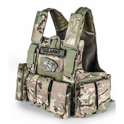 AQzxdc Outdoor Tactical Vest Molle Training Chalecos Tactico Combat Camouflage Plate Carrier Vest for Airsoft Paintball War Game
